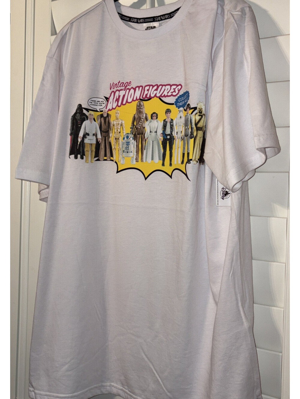 Star Wars Shirt Mens Large White Vintage Action Figures NWT Disney